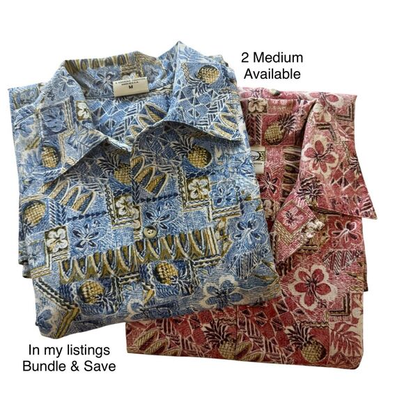 Go Barefoot Hawaiian Shirt Popover Reverse Floral Print Short Sleeve Cotton Med - Picture 11 of 11